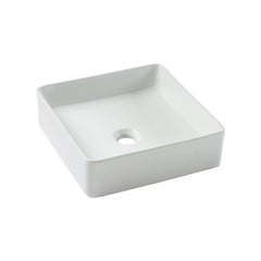 14’’X14’’ matte white square porcelain vessel sink