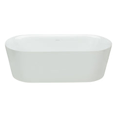 60'' glossy white oval freestanding bathtub