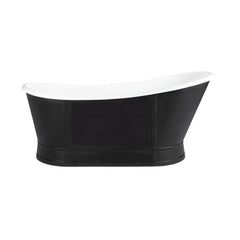 66’’ white and matte black oval freestanding bathtub