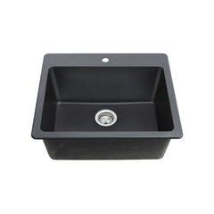 1 bowl, 25''X22'', dual mount black kitchen sink