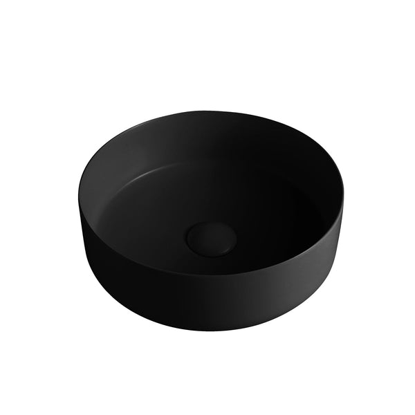 Modern round vessel sink in matte black porcelain