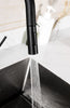 Stylish Versatility: MONROE-BK Matte Black Faucet with Pull-Out Spray and 2 Jet Options.