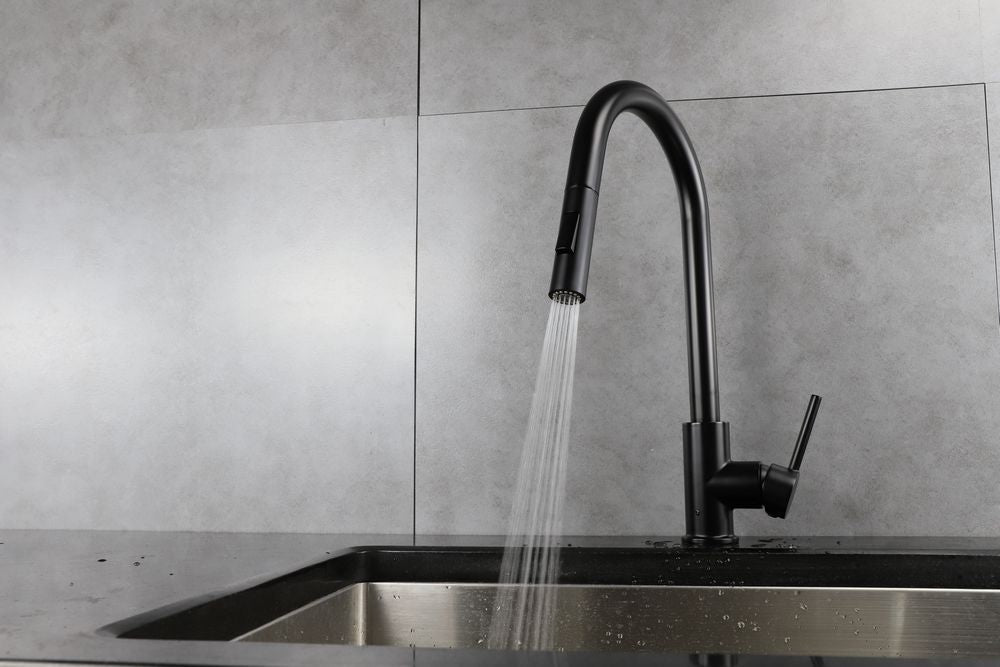 Unparalleled Style: MONROE-BK Matte Black Faucet for Traditional and Contemporary Kitchens.