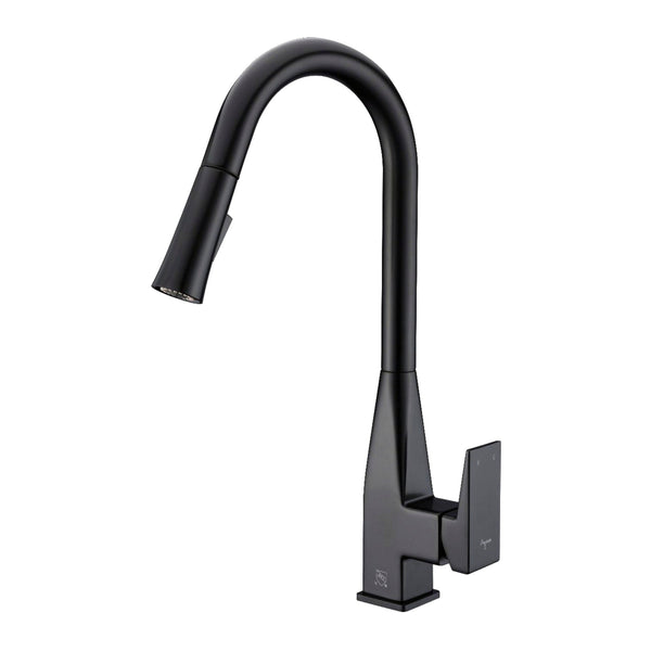 Sophisticated black square basin faucet adds style to any bathroom