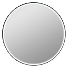 30’’ matte black framed round mirror with LED lights