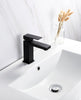 Sophisticated black square basin faucet adds style to any bathroom