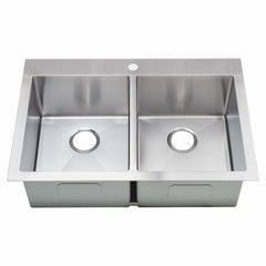 2 bowls, 33''X22'', dual mount kitchen sink