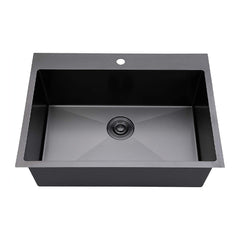 1 bowl, 25''X20'', black stainless dual mount kitchen sink