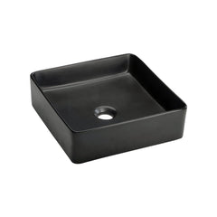 14’’X14’’ matte black square porcelain vessel sink