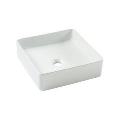 14’’X14’’ glossy white square porcelain vessel sink