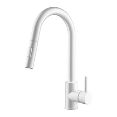Matte White Pull Out Kitchen Faucet