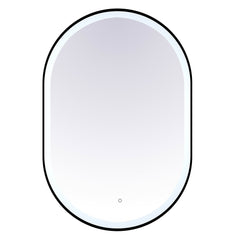 Miroir ovale 24''X36'' avec cadre noir mat et lumières DEL