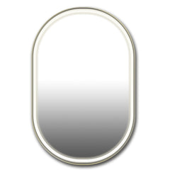 Miroir ovale 24''X36'' en laiton brossé (or) avec lumières DEL