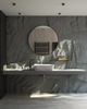 Sleek black stainless steel wall mounted range hood - modern kitchen accessory.