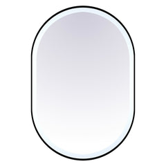 36’’ matte black framed oval mirror